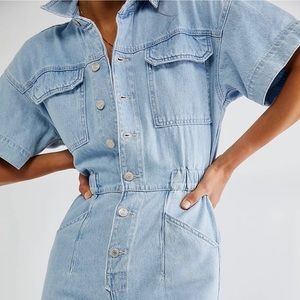 Free people jean jumpsuit